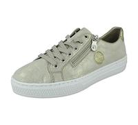 Rieker Ladies Lace Up Pumps with Zip Detail L59L8-62 - Beige Leather - UK Size 4 - EU Size 37 - US Size 6