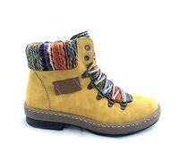 Rieker Ladies Multi Coloured Knitted Trim Ankle Boots Z6743-68 - Yellow Combi Synthetic - UK Size 3.5 - EU Size 36 - US Size 5.5