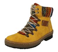 Rieker Ladies Multi Coloured Knitted Trim Ankle Boots Z6743-68 - Yellow Combi Synthetic - UK Size 4 - EU Size 37 - US Size 6