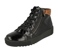 Rieker Ladies Patterned Cuff Detailed Ankle Boots M6434-01 - Black Combination Synthetic - UK Size 6 - EU Size 39 - US Size 8