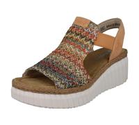 Rieker Ladies Rieker Antistress Woven Wedge Sandals 69172 - Multi - UK 8