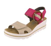 Rieker Ladies Rieker Buckle Detailed Wedge Heeled Sandals 67476 - Beige Combination - UK 6.5