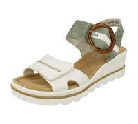 Rieker Ladies Rieker Buckle Detailed Wedge Heeled Sandals 67476 - Green Combination - UK 6.5