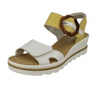 Rieker Ladies Rieker Buckle Detailed Wedge Heeled Sandals 67476 - Yellow Combination - UK 8
