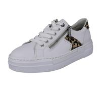Rieker Ladies Rieker Leather Leopard Print Trainers N4924 - White Combination - UK 7.5