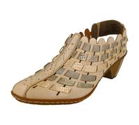 Rieker Ladies Sling Back Shoes with Woven Detail 46778-64 - Beige Combination Leather - UK Size 4 - EU Size 37 - US Size 6