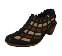 Rieker Sina Leather Woven Heeled Shoes Pacific/nude 5 Uk/38 Eu
