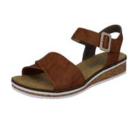 Rieker Ladies Rieker Strappy Crossover Wedge Sandals V3691 - Brown - UK 8