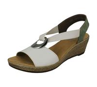 Rieker Ladies Rieker Wedge Heeled Sandals 624H6 - White Combination - UK 6.5