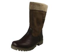 Rieker Ladies Rieker Zip Mid Calf Fleece Lined Water Repellent Boots 78585 - Brown - UK 8