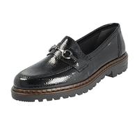 Rieker Ladies Slip On Loafers 54862-00 - Black Synthetic Patent - UK Size 8 - EU Size 42 - US Size 10