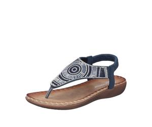 Rieker Ladies V7561 Toe Separator Sandals, Blue, 38 EU