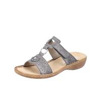Rieker Ladies Velcro Sandal with Brooch Detail 608K1 - Grey Synthetic - UK Size 6 - EU Size 39 - US Size 8