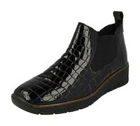 Rieker Ladies Wedge Heel Ankle Boots 53794-01 - Black Patent Leather - UK Size 8 - EU Size 42 - US Size 10