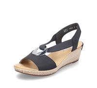 Rieker Ladies Wedge Heeled Sandals 624H6-14 - Blue Synthetic - UK Size 5 - EU Size 38 - US Size 7