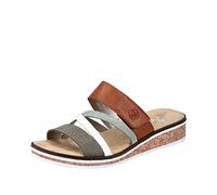 Rieker Strappy Wedge Mules Cognac/mint/off-white/olive Green