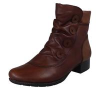 Rieker Ladies Zip Up Block Heel Ankle Boots 78659-22 - Brown Leather - UK Size 4 - EU Size 37 - US Size 6