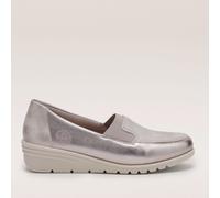 Rieker Leather Wedge Loafer METALLIC BEIGE SIZE 6 1/2