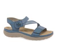 Rieker Womens Blue Beige Elasticated Trekking Walking Sandals 64870