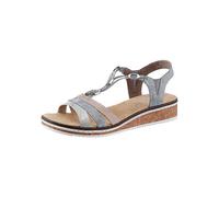 Rieker Women Sandals V36G4, Ladies Strappy Sandals,Summer Shoe,Summer Sandal,Comfortable,Flat,Blue (Blau Kombi / 40),38 EU / 5 UK