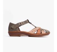 Rieker M1655 Womens Leather Touch Fasten Lightweight Green Fisherman Sandals