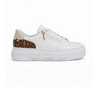 Rieker M1900 Womens Leather Lace-Up, Zip Up Lightweight White Multi Court