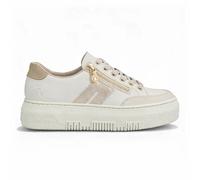Rieker M1912 Womens Leather Lace-Up, Zip Up Lightweight Cream Multi Court