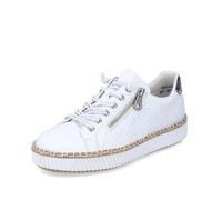 Rieker M2940 Enya Women's Suede Leather Shoes - Comfortable Casual Footwear with Zipper Lace Support and Removable Padded Insole, Grippy Sole for Everyday Wear, Weiss/Silber, 6 UK