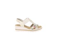 Rieker 'medal' Wedge Heel Sandals In Cream Cream 5