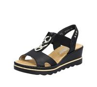 Rieker Medal Womens Wedge Heel Sandals 6.5 UK Black/Light Gold