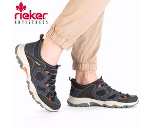 Rieker Mens Elasticated Wide Fit (G) Casual Shoes B8350-14 Walking Trainers Blue