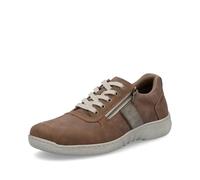 Rieker Men's Low-Top Trainers 03500, Brown 13.5 UK Wide, Faux Leather, Casual, Flat, Wide (H), Zip