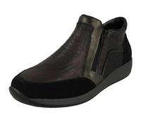Rieker N1152-42 Grey Leather Ankle Boots Wider Fitting Warm Flat Shoes