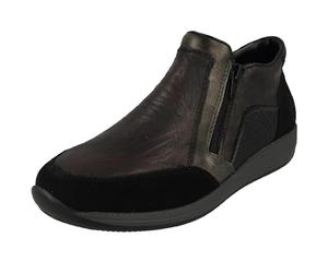 Rieker N1152-42 Grey Leather Ankle Boots Wider Fitting Warm Flat Shoes