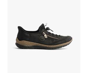 Rieker N3267 Womens Synthetic Leather Drawstring Breathable Black Casual Shoes