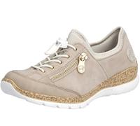 Rieker N42F1-60 Nude Suede Womens Lacing Shoes