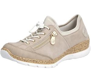 Rieker N42F1-60 Nude Suede Womens Lacing Shoes