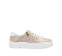 Rieker N5917 rose gold platform sneaker with zip