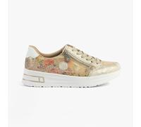 Rieker N8103 Womens Synthetic Leather Lace-Up Beige/Combi Casual Trainers