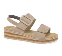 Rieker Women's Wedge Heel Adjustable Straps Sandal (Beige, UK Footwear Size System, Adult, Women, Numeric, Medium, 4)