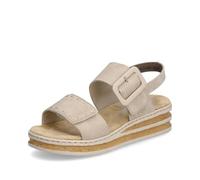 Rieker Women's Wedge Heel Adjustable Straps Sandal (Beige, UK Footwear Size System, Adult, Women, Numeric, Medium, 6.5)