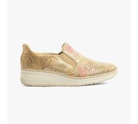 Rieker 48761-90 Beige Floral Womens Comfort Slip On Shoes in a Plain Synthetic in Size 41