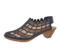 Rieker Sina Leather Woven Heeled Shoes Pacific/nude 6 Uk/39 Eu