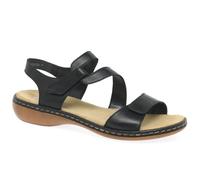 Rieker 659C7-00 Black Womens Comfortable Sandals in a Plain Leather in Size 38