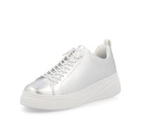 Rieker Women's Low Trainers Silver Metallic Smooth Leather, Silver platinum, 5 UK