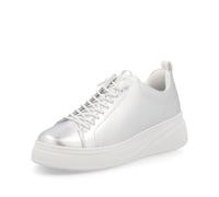 Rieker Women's Low Trainers Silver Metallic Smooth Leather, Silver platinum, 5 UK