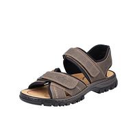 Rieker Tristam Mens Riptape Fastening Sandals 9.5/44 Brown - Braun (Tabak/Schwarz 27)