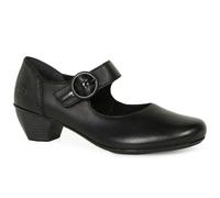 Rieker Ladies Buckle Detailed Hook and Loop Smart Heels 41756-00 - Black Leather - UK Size 4 - EU Size 37 - US Size 6