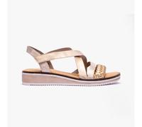 Rieker V3663-90 Light Gold Womens Flat Sandals in a Plain Man-made in Size 42