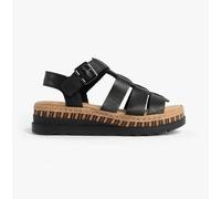 Rieker Women's Sandals V7904-00 - Low Wedge Heel Leather, Black, UK 6